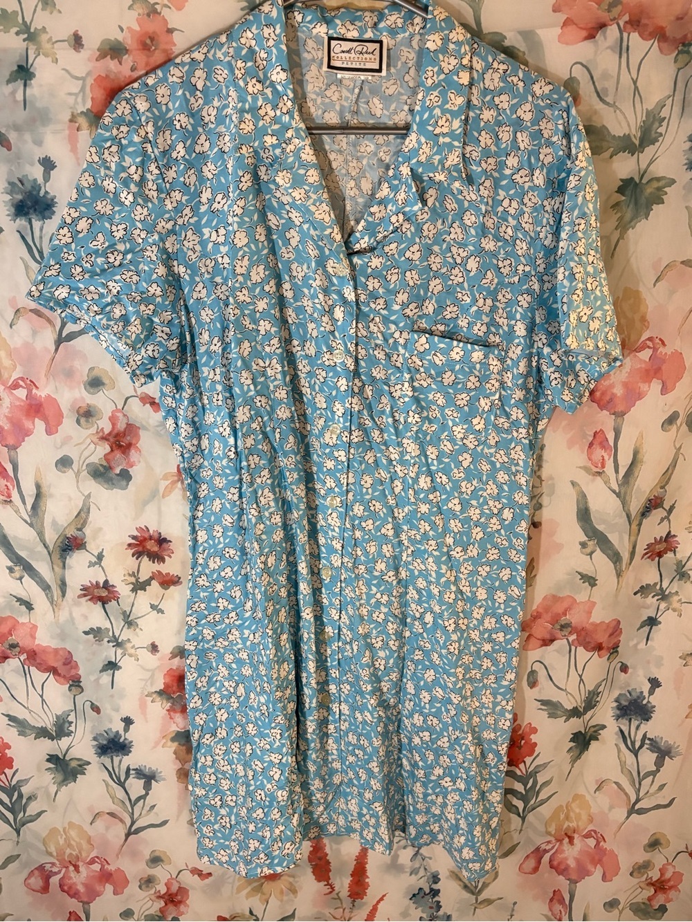 Vintage Cool Change Blue Floral Button-Front Dress
